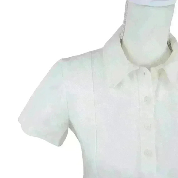 ZARA White Denim Mini Dress Collar w/Tailored Seams Flared Side Zip Size XS - Picture 9 of 10